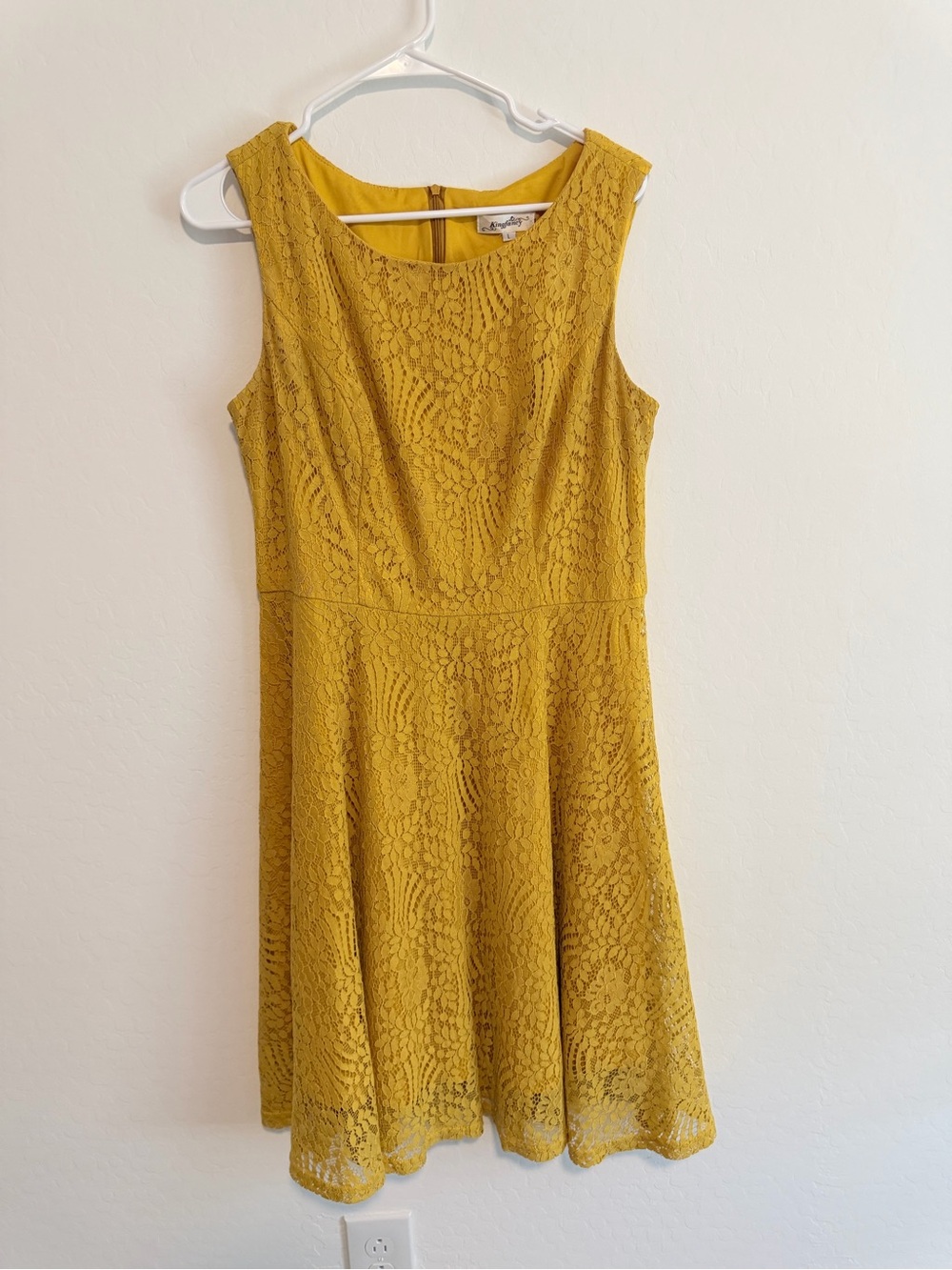 Sleeveless Lace Midi Dress in Mustard Yellow